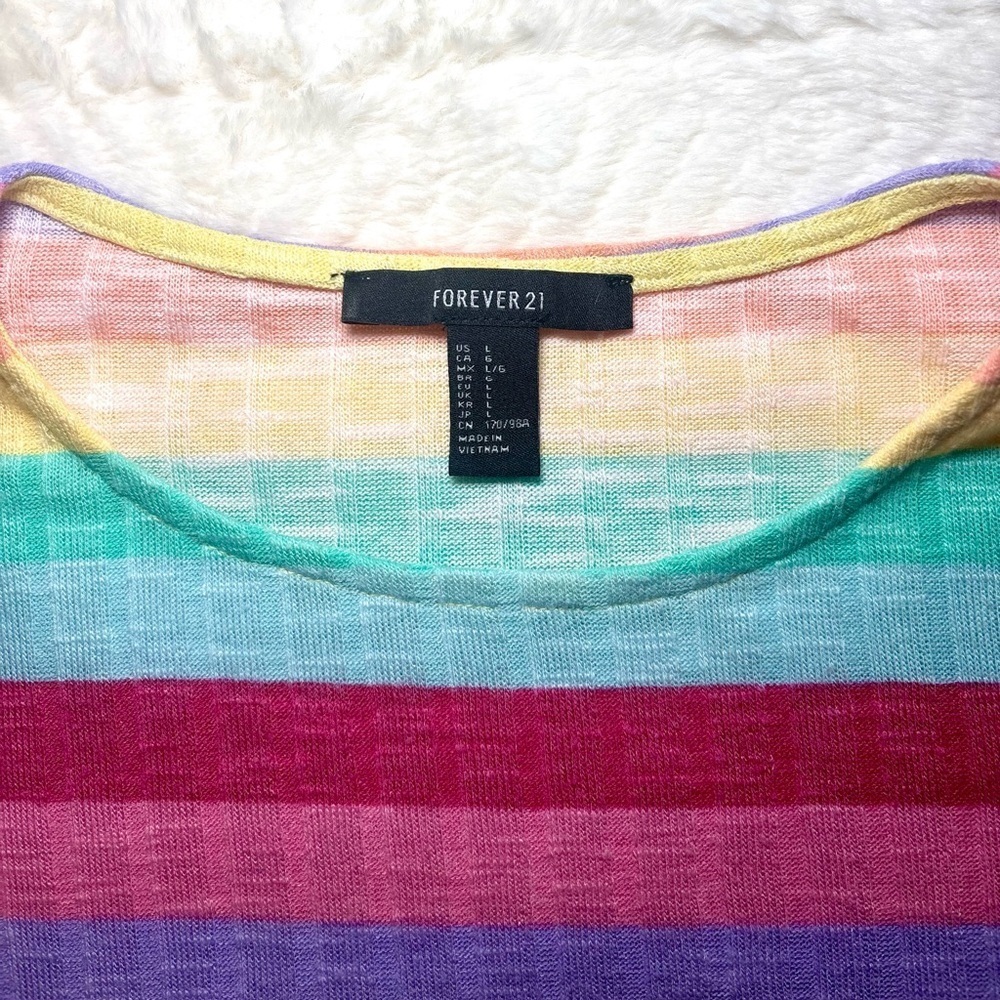 Forever 21 Rainbow Striped Long Sleeve Top - Picture 3 of 3